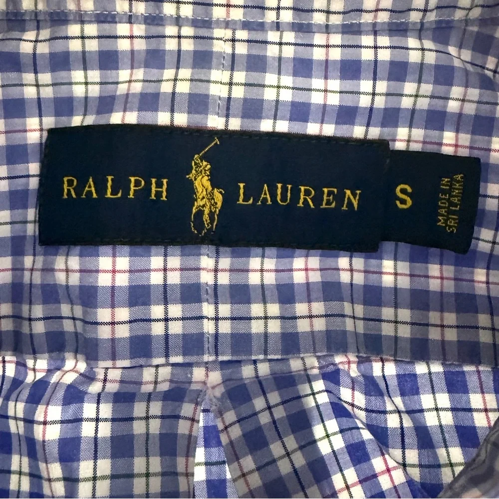 Ralph Lauren Blue Plaid Button Down Shirt -‎ Pink Pony Men’s Sz Small